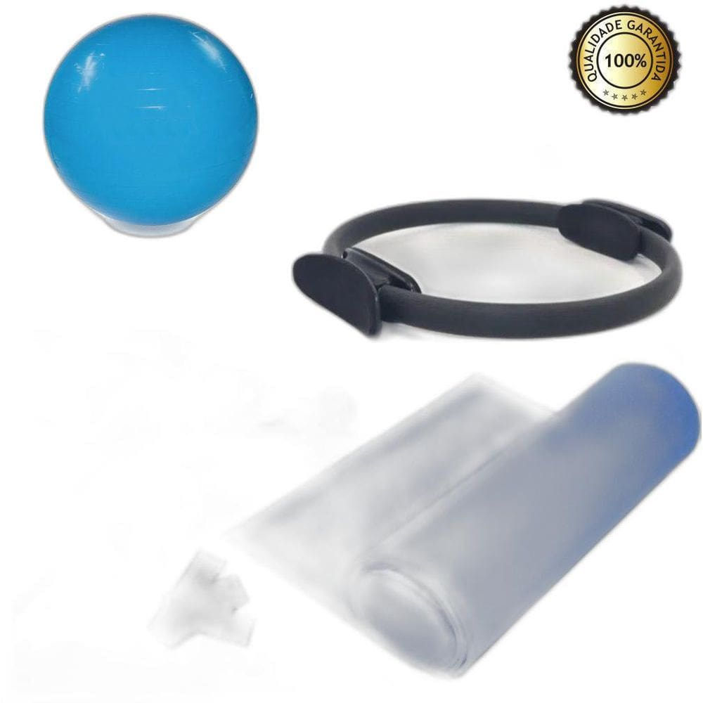 Kit Yoga Pilates Funcional Com 6 Itens Bola Thera Band Anel