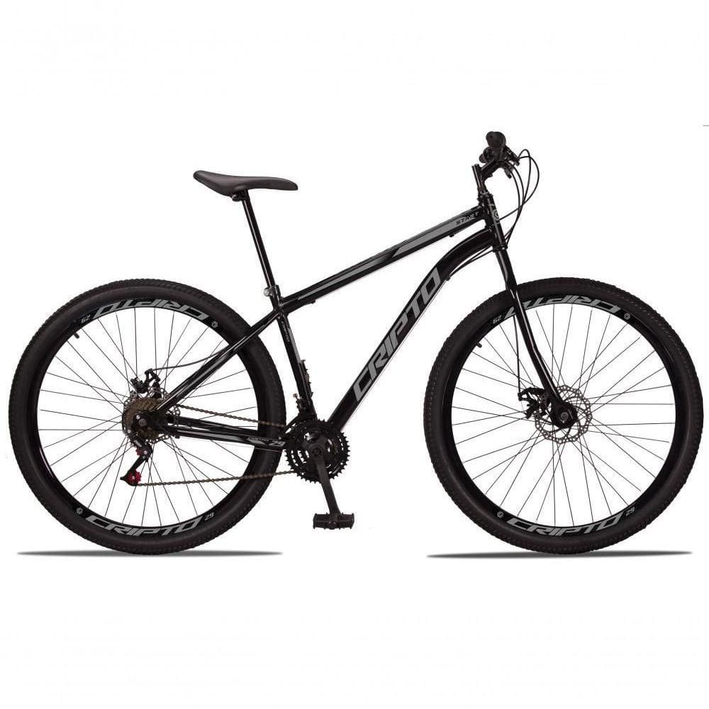 Bicicleta Aro 29 Aço Carbono 21v Cripto Freios A Disco Garfo - Preto/prata - 17 Preto/prata