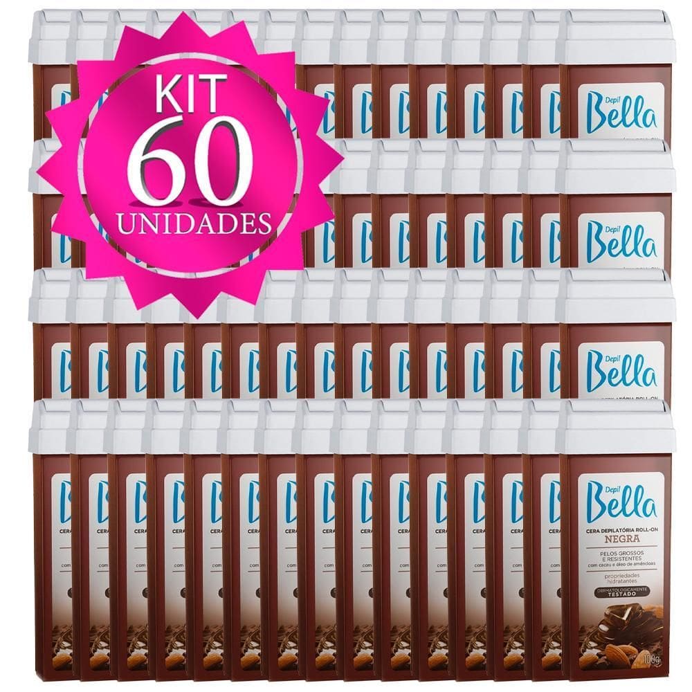 Kit 60Un Cera Rollon Depil Bella Negra 100G Depilação