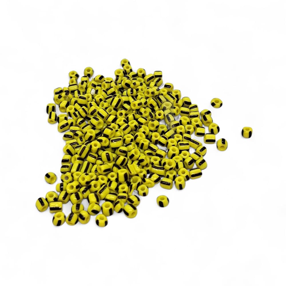 Miçanga para Guia Amarelo c/ Linha Preta Artesanato 4mm 250g