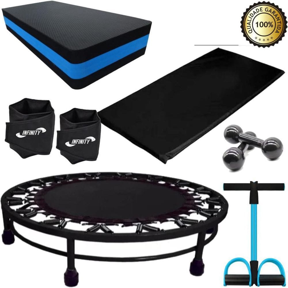Kit Mini Jump+Colchonete+Halter2Kg+Extensor+Step+Caneleira4K