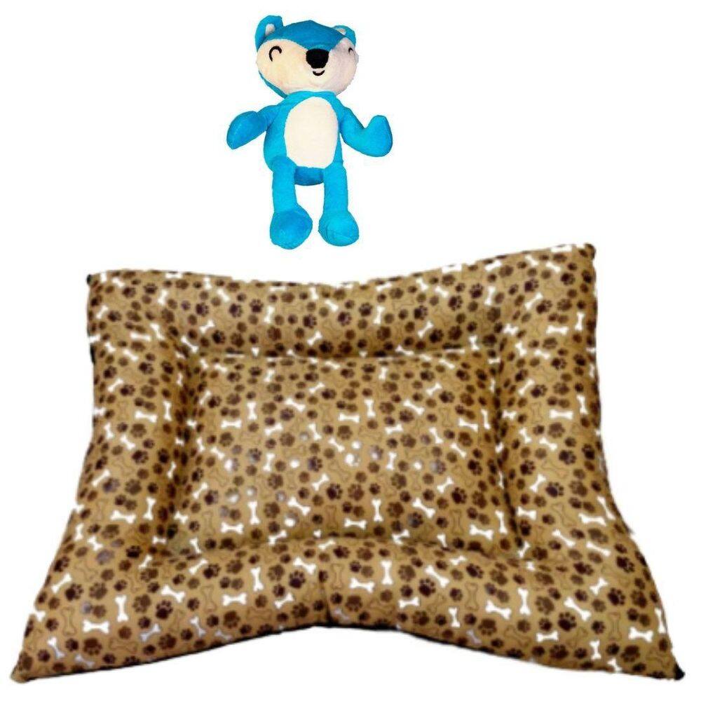 Kit Almofadão E Pelúcia Para Cães E Gatos - Marrom