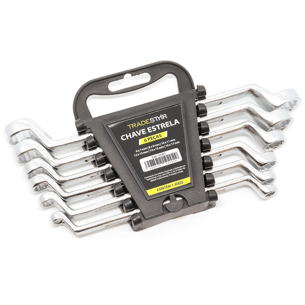 Conjunto Chaves Estrelas Tradestar 6 Peças 6x7 a 16x17mm