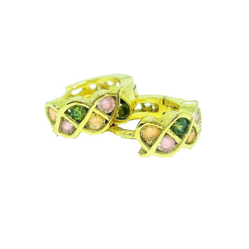 Argolas Zircônias Coloridas Ouro 18K - Visujóias