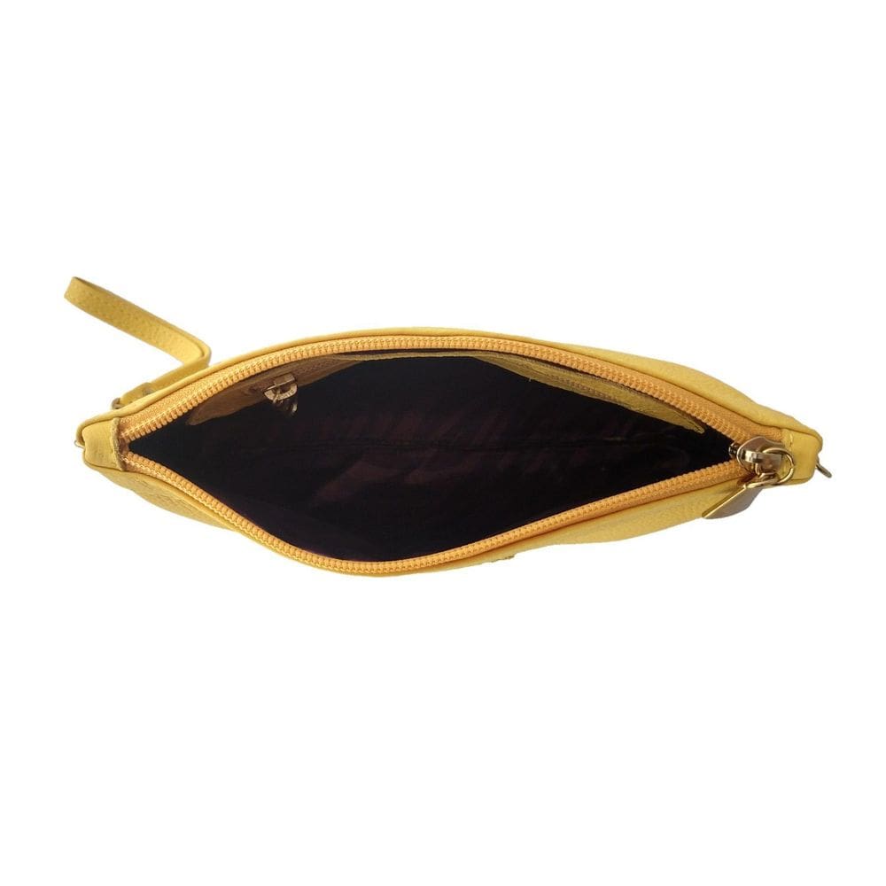 Bolsa Carteira Clutch Topgrife Transversal Couro Amarelo