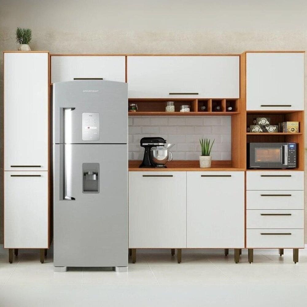 Cozinha Compacta 5 Peças 7 Portas 4 Gavetas Evolution Plus Freijó/ Off-White