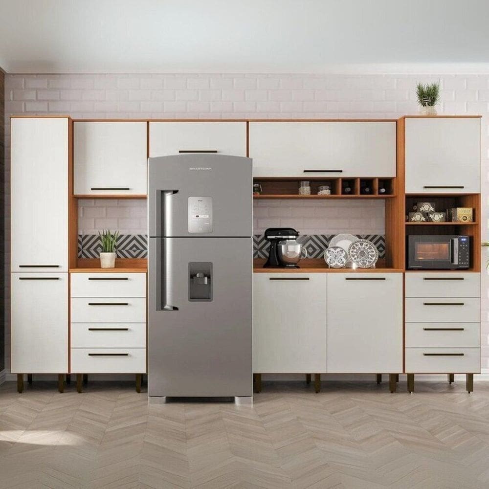 Cozinha Compacta 7 Peças 8 Portas 8 Gavetas Evolution Plus Freijó/ Off-White