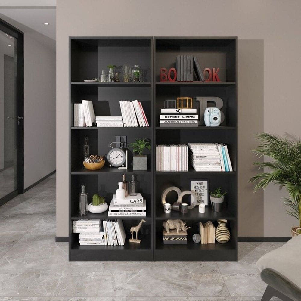Kit 2 Estantes Multiuso com 10 Prateleiras com Amplo Espaço Espresso Móveis Preto