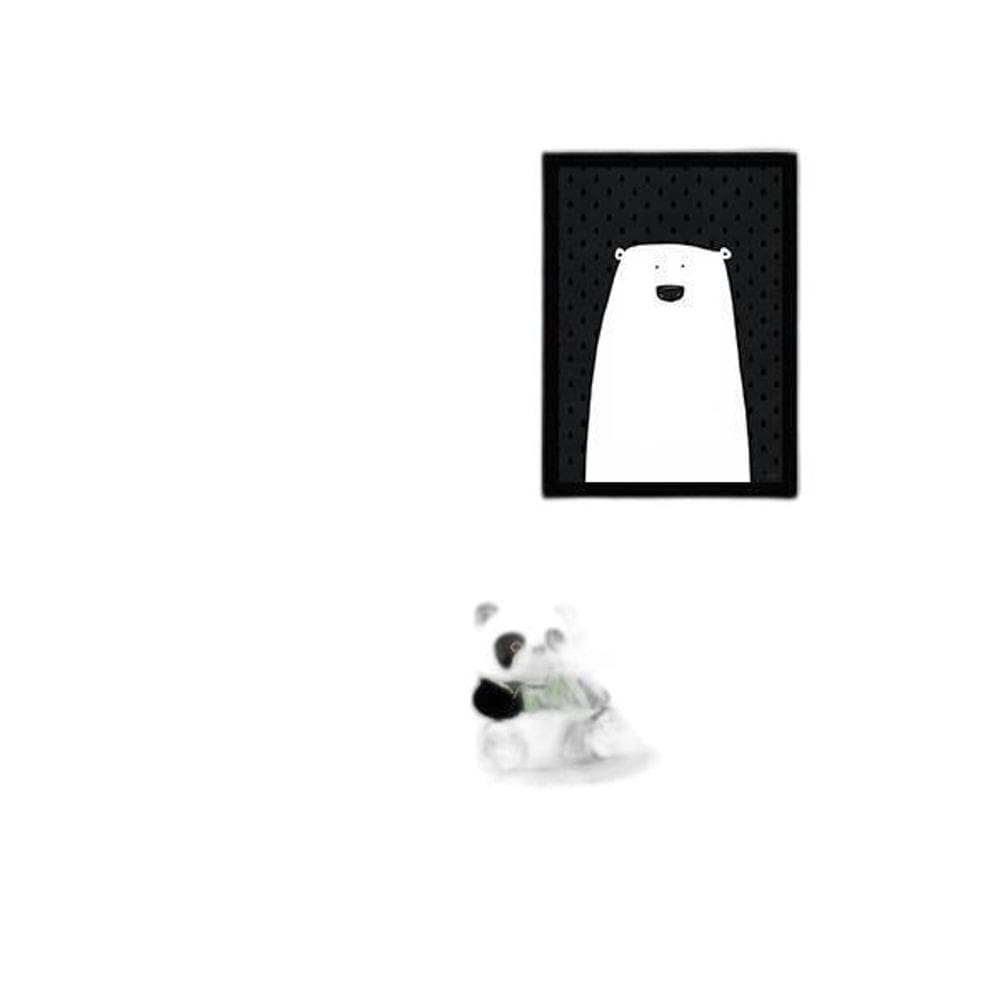 Quadro Decorativo Urso Escandinavo 45x34Cm Moldura Preta