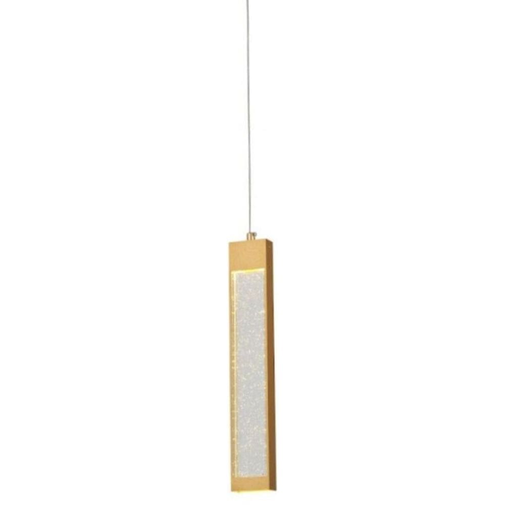 Lustre Pendente Barra Cristal Led Ouro Gold Bivolt 3200K