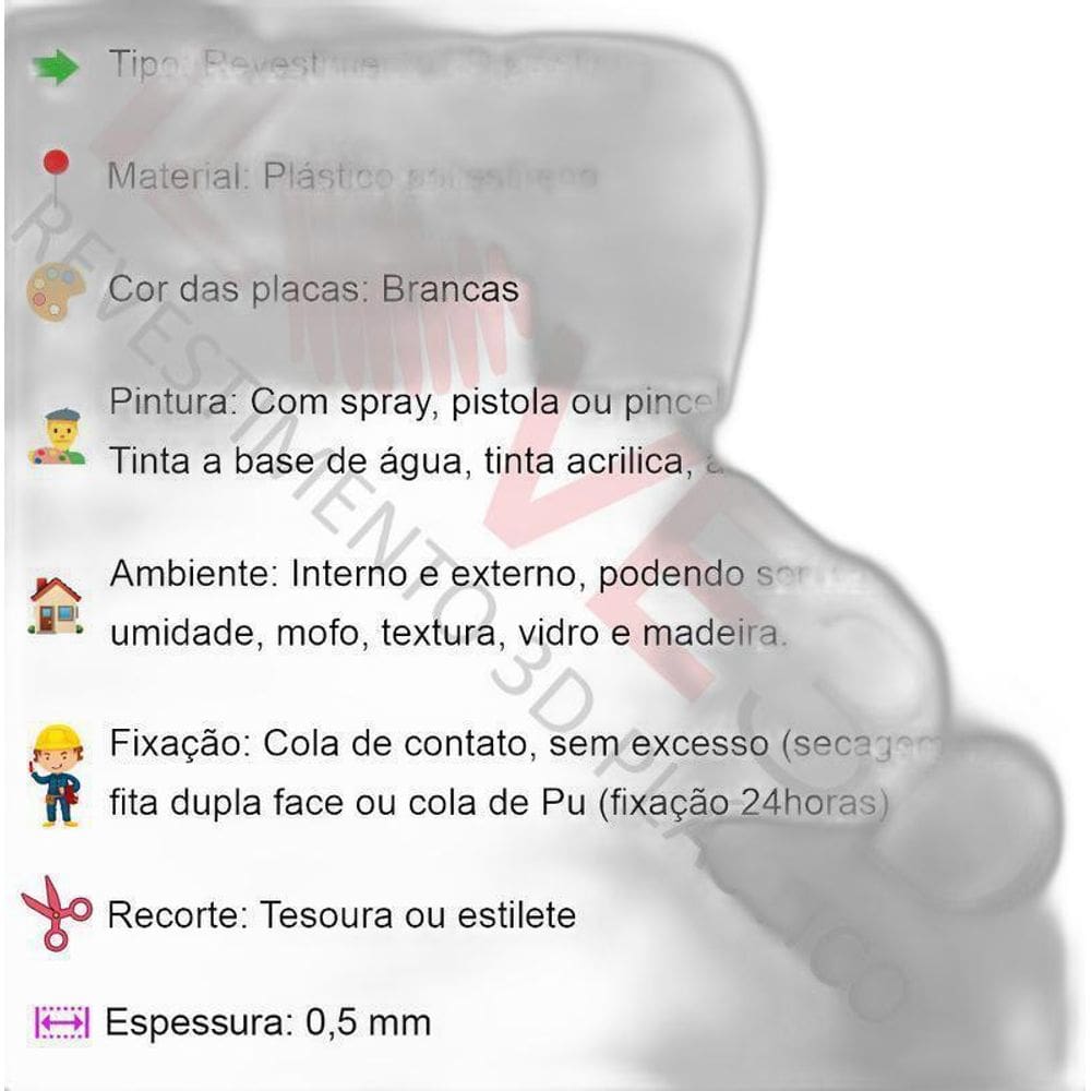 Placas Revestimento 3D Decorativo 50x50cm Piramidal Branca