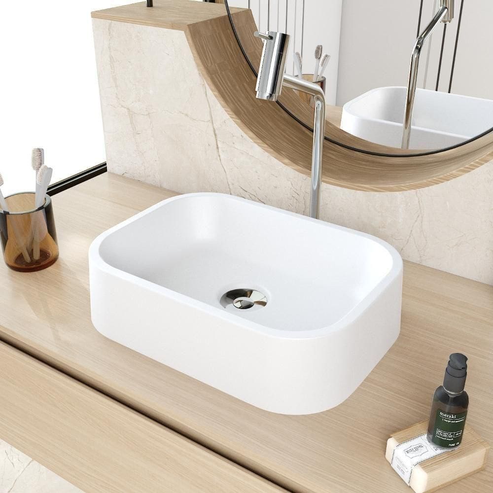 Cuba De Apoio Retangular Br37w Branca Matte Fosca Branco Matte Fosco