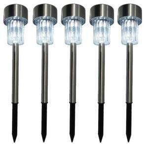 Luminaria Solar Balizadora Espeto Jardim Led Automatica Em Inox Lampada Poste Recarregavel