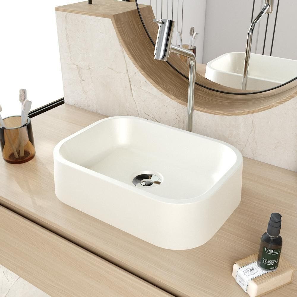Cuba De Apoio Retangular Br37w Bege Matte Fosca Bege Matte Fosco