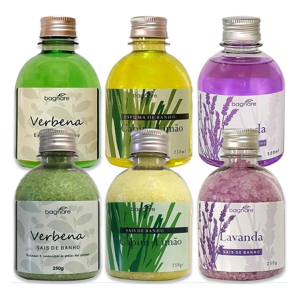 Kit 3 Sais De Banho E 3 Espumas P/Banheira Ofurô Relaxante