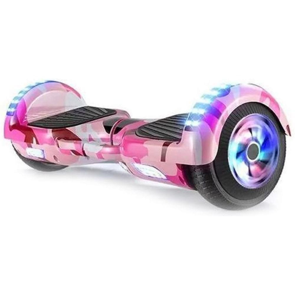 Hoverboard Overboard Skate Elétrico Led Rosa Camuflado Nº26