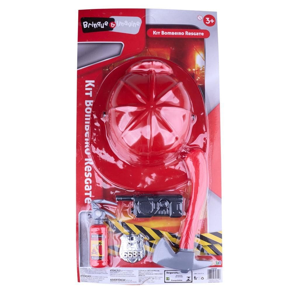 Kit Bombeiro Resgate Play&Fun Vermelho
