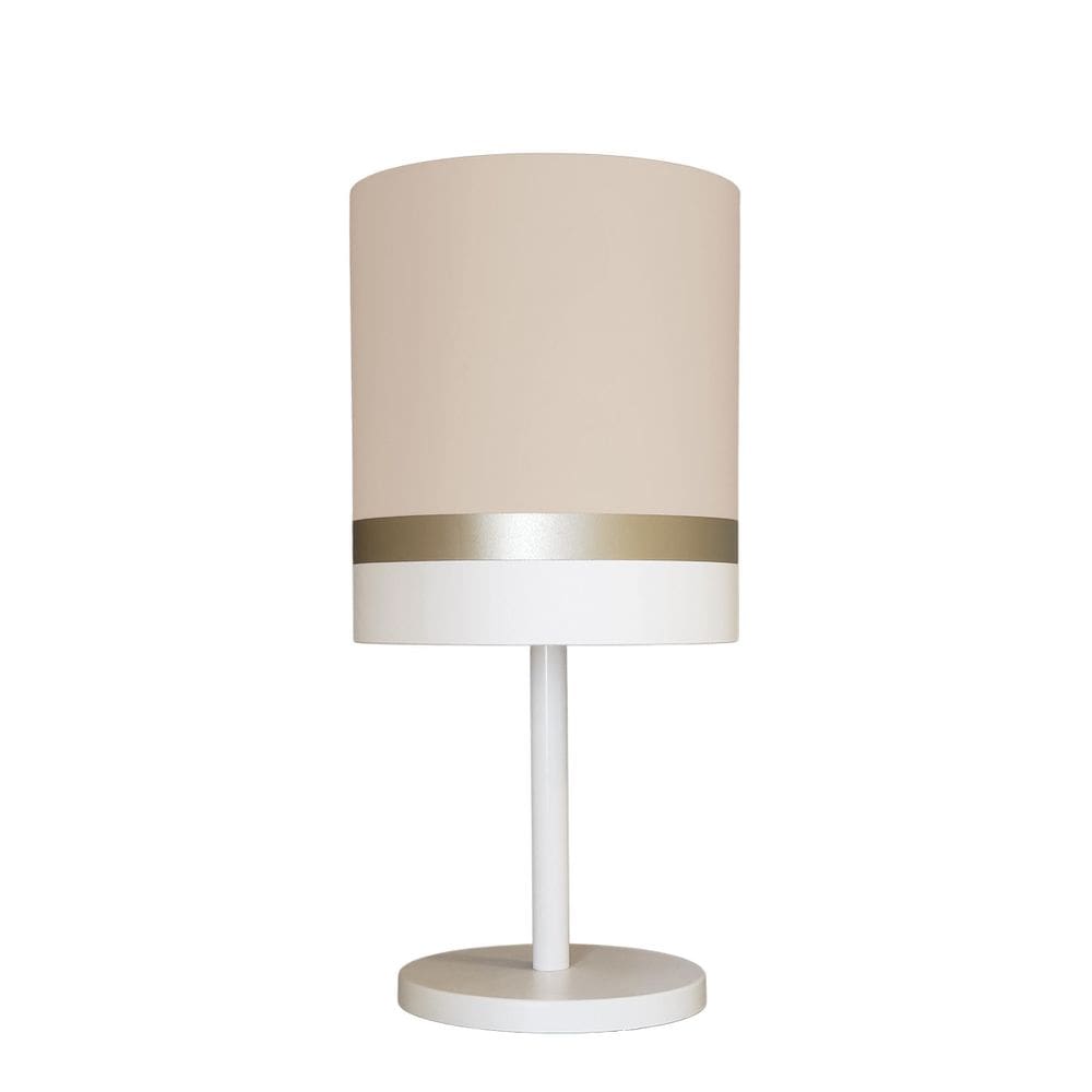 Abajur Faixas Bronze Base Branco Cúpula 20X43