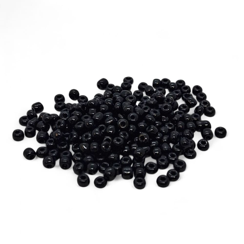 Miçanga Leitosa para Guia Preta Lisa Artesanato 4mm de 50g