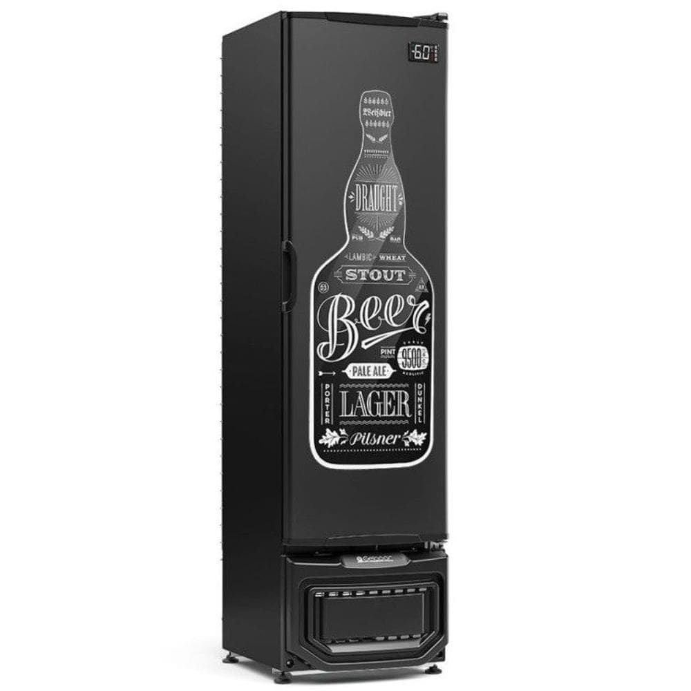 Cervejeira com Porta Cega Adesivada 228L GCB23E Preto Gelopar 110V