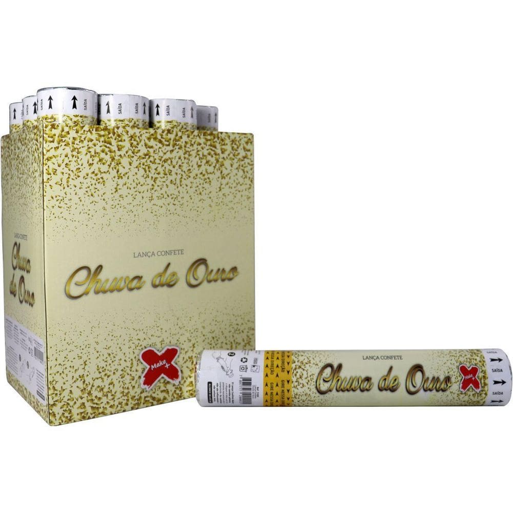 Lançador De Confete Chuva De Festa Ouro 30Cm