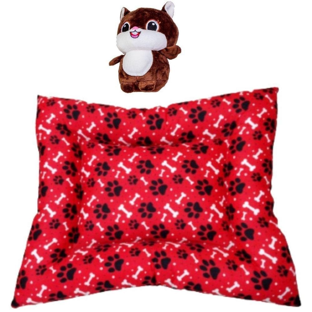 Kit Almofadão E Pelúcia Para Cães E Gatos - Vermelho