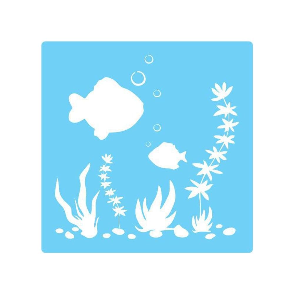 Stencil De Parede Tamako Peixes - 55 X 55Cm - Ref 379