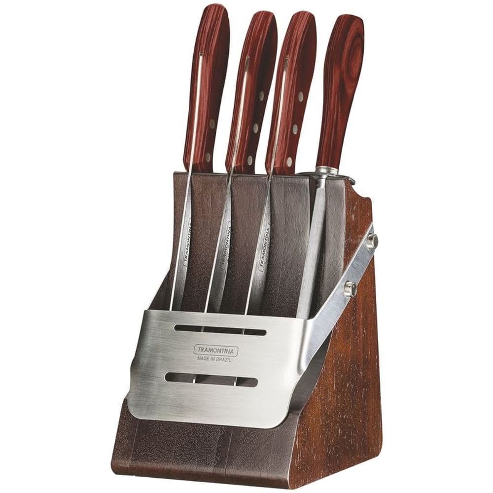 Jogo Kit Para Churrasco Inox Polywood 5 Peças Tramontina