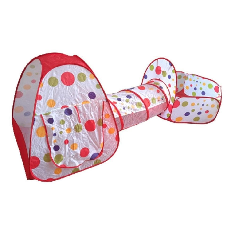 Barraca Infantil Toca Túnel Piscina Bolinhas Bw158 Vermelho