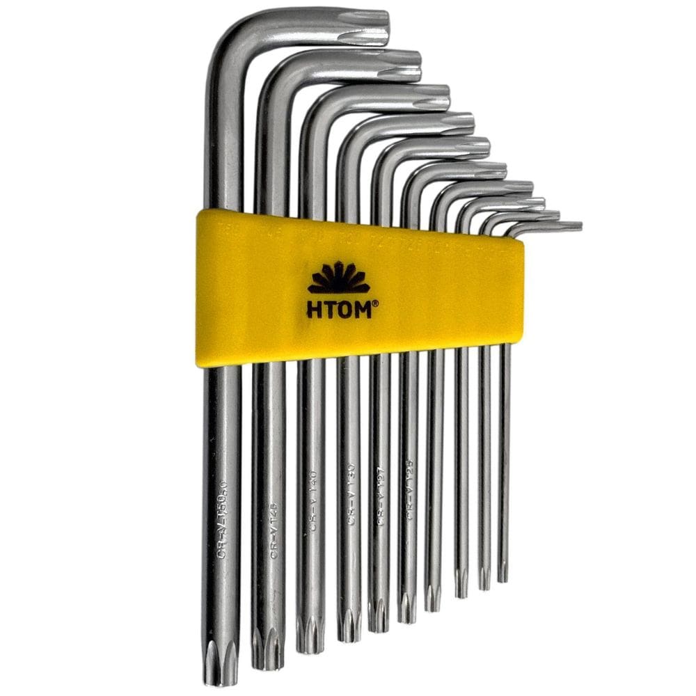 Kit 10 Chaves Torx L Furo Longa T9 A T50 Aço Cromo Vanádio