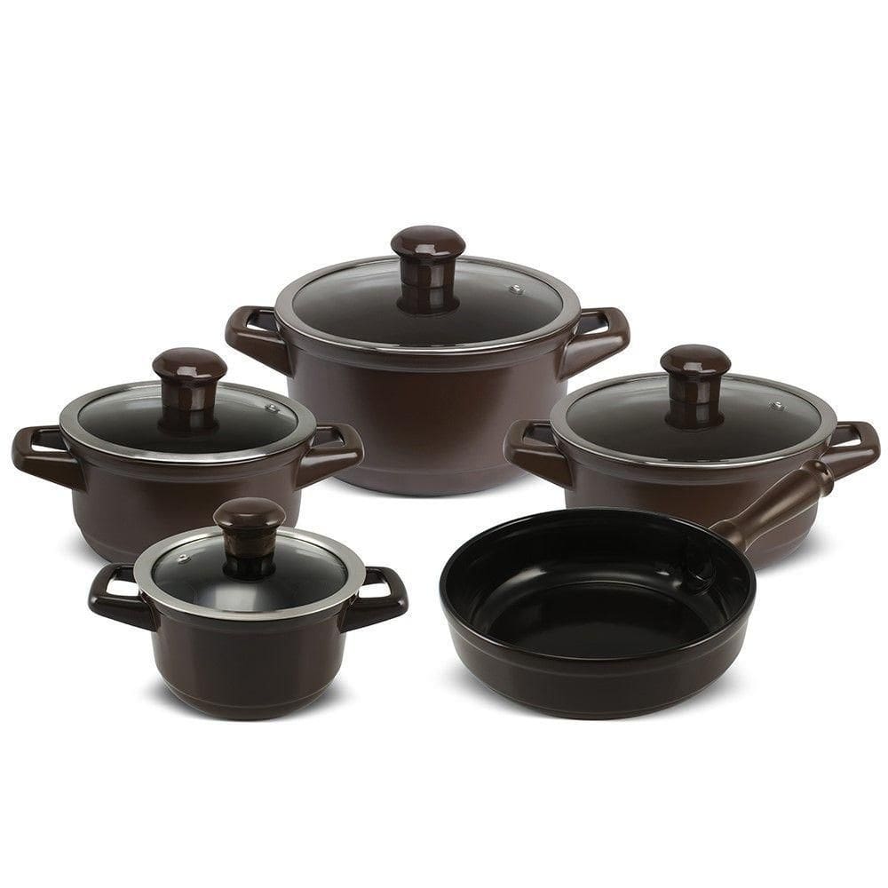 Jogo De Panelas De Cerâmica Smart Duo 5 Peças Chocolate Ceraflame