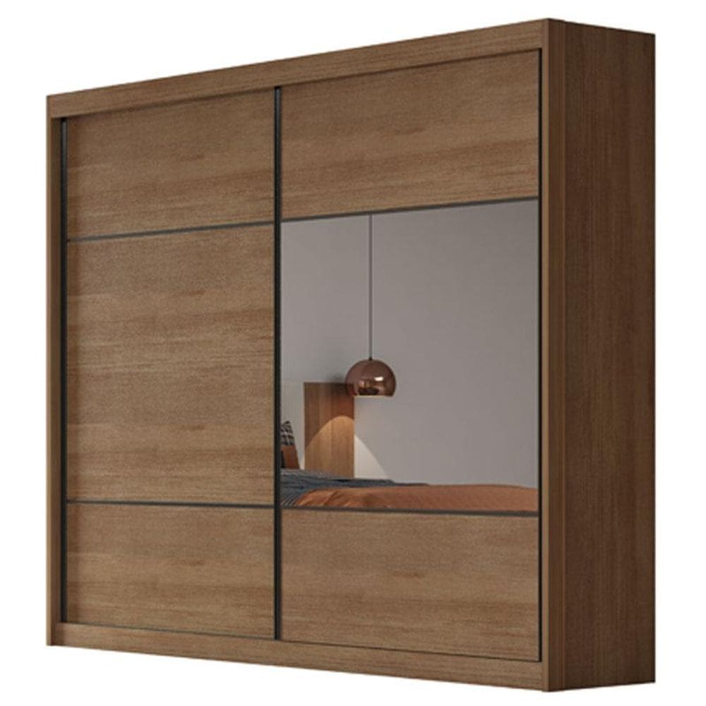Guarda Roupa Casal Belmonte 2 Portas 8 Gavetas Cumaru 23 com Espelho – Novo Horizonte