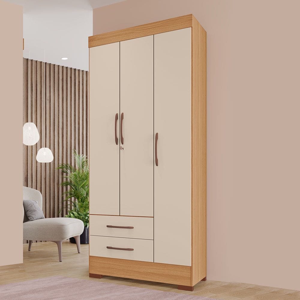 Guarda-Roupas Porto Rico 100% MDF Tuboarte 3 Portas 2 Gavetas