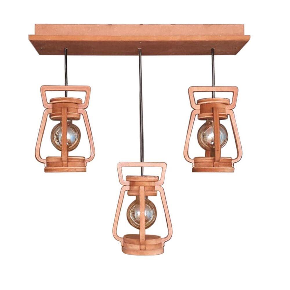 Luminária Lustre Pendente 3 Lampião 3 Peças 110/220 V