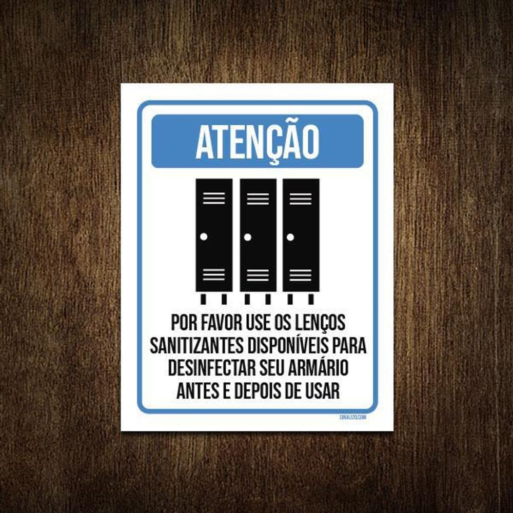 Placa Distanciamento Social Use Lenço Armário 36X46