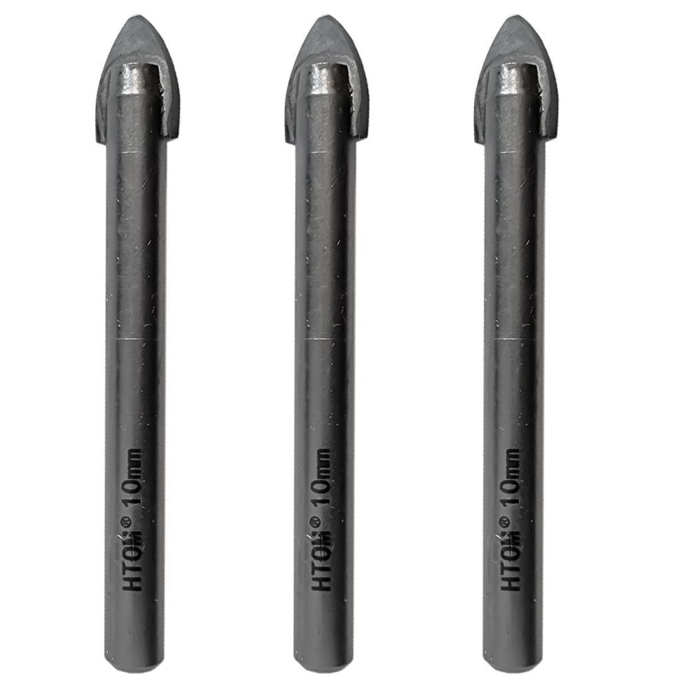 Kit 3 Brocas Para Vidro 10Mm Porcelanato Cerâmica Metal Duro