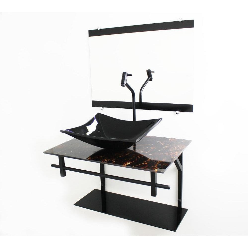 Gabinete De Vidro 60Cm Ap Com Cuba Retangular - Imperador