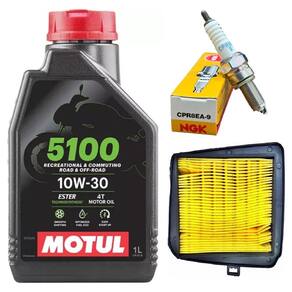 Vela Ignição Cpr8ea-9 + Motul 5100 10W30 Semi Sintético + Filtro De Ar Titan 150 160 Bros 150 160