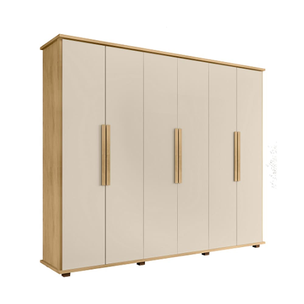 Guarda-Roupa Casal 6 Portas 4 Gavetas Canadá Cinamomo/Off White – RV Móveis