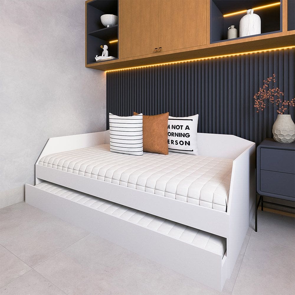Bicama Cama Auxiliar Americana Luxo em Mdf Resistente Nobre Branco