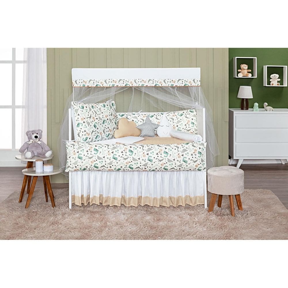 Kit Berço Masculino Dino 13 Peças - Bege