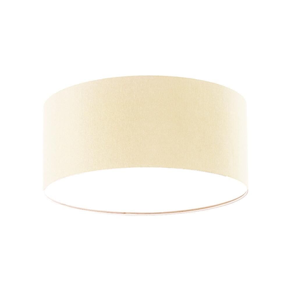 Luminária Plafon Redondo Cúpula Em Tecido 30X15 Cru