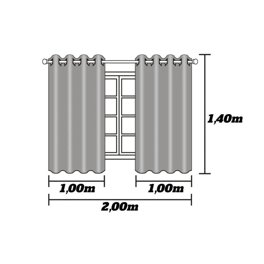 Cortina Blackout Com Tecido Voil 2,00 X 1,40 Veda Luz Branco