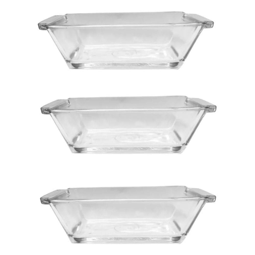 Kit 3 Mini Travessas De Vidro 13Cm E 140 Ml Petiscos Molhos
