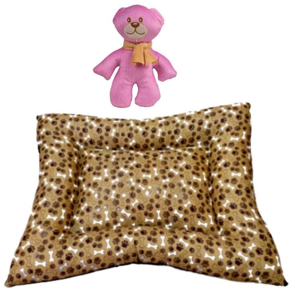 Kit Almofadão E Pelúcia Para Cães E Gatos - Marrom