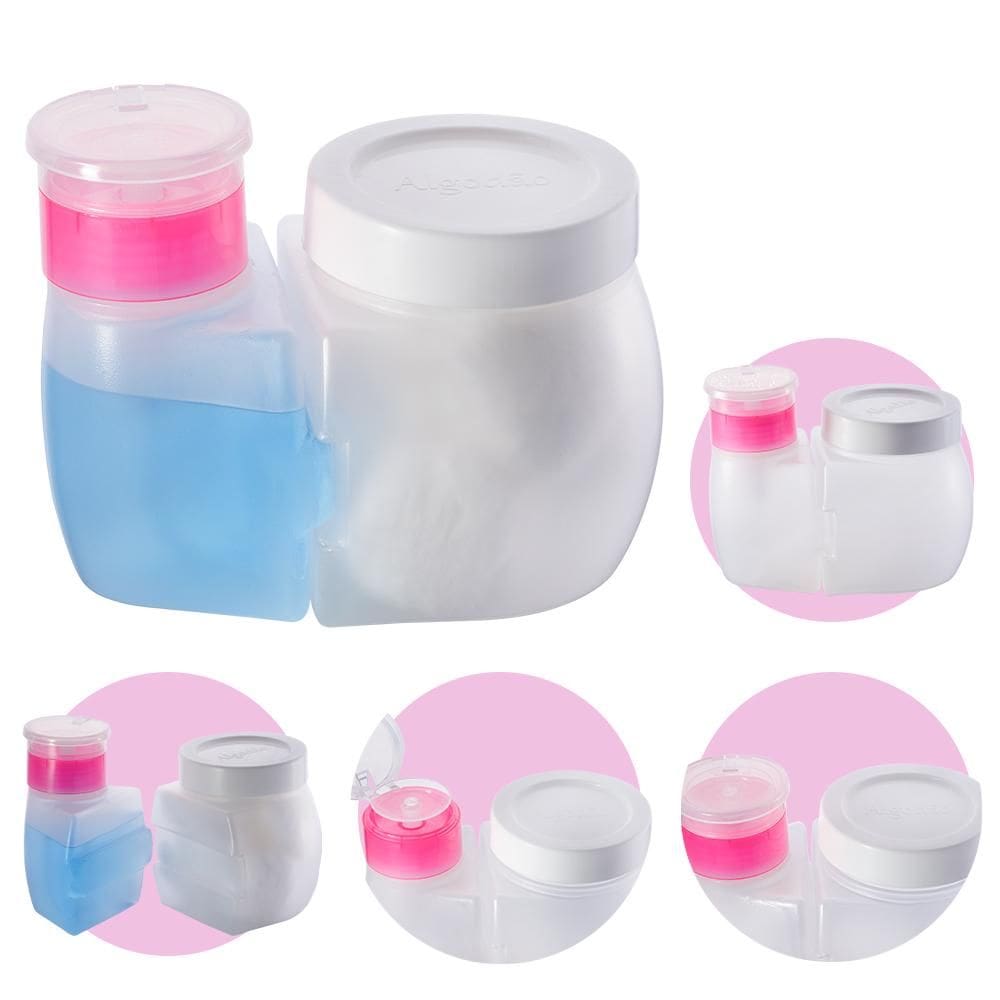 Porta Acetona Algodão Frasco Dosador Manicure Salão de Beleza 120 ml com Válvula Dompel