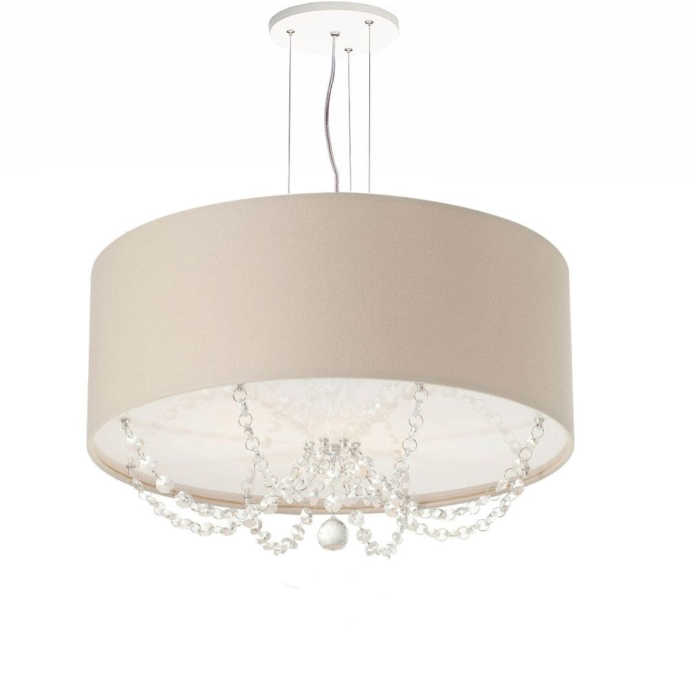 Lustre Pendente Com Cristais Cilíndrica 50X15 Cáqui