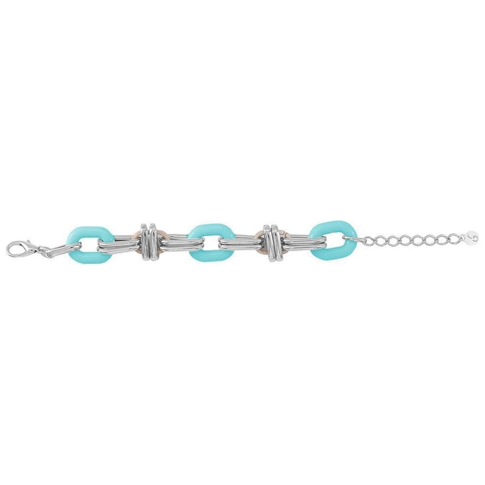 Pulseira Resinada Armazem Rr Bijoux Corrente Verde Prata