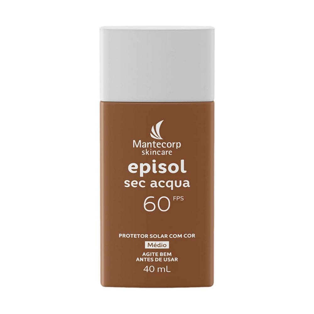 Protetor Solar Facial Mantecorp Skincare Episol Sec Acqua Toque Seco com Cor Médio FPS 60 com 40ml