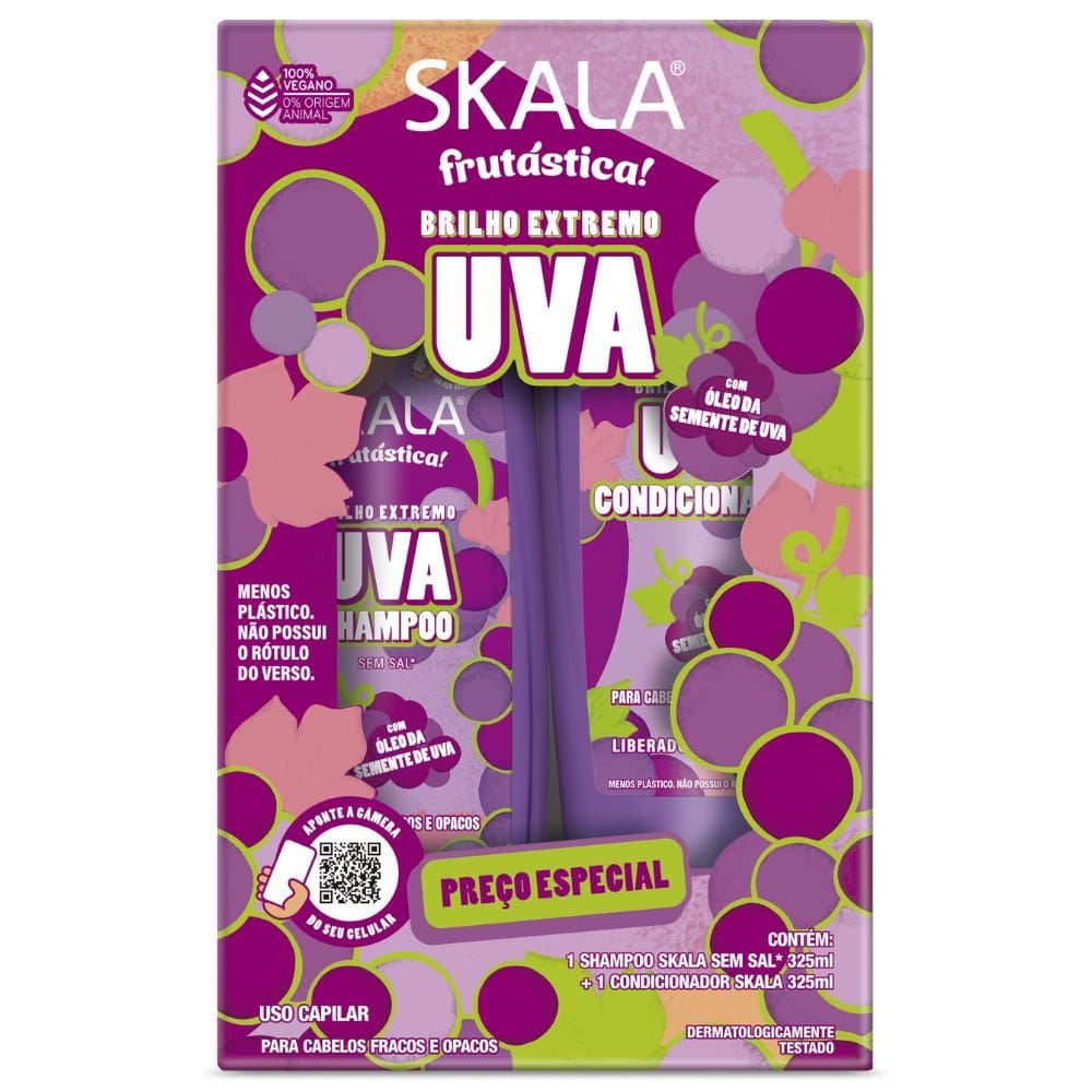 Shampo e Condicionador Skala Frutástica! Brilho Extremo Uva 325ml Cada